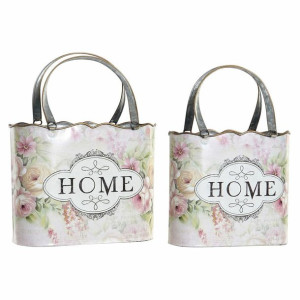 Doniczka DKD Home Decor 29 x 13 x 38,5 cm Różowy Metal Kvety Shabby Chic