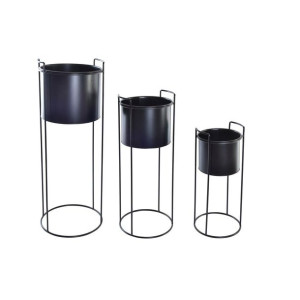 Zestaw garnków DKD Home Decor Czarny Metal Nowoczesny (30 x 30 x 80 cm)
