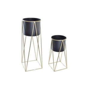 Zestaw garnków DKD Home Decor Czarny Złoty Metal Nowoczesny