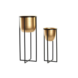 Zestaw garnków DKD Home Decor Czarny Złoty Metal Nowoczesny