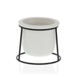 Doniczka Versa Biała Ceramika Metal (10,5 x 11,5 x 10,5 cm)