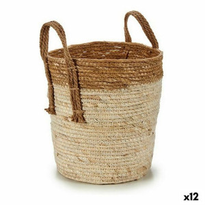 Doniczka Z uchwytami Naturalny Brązowy Słoma (23 x 30 x 22 cm) (12 Sztuk)