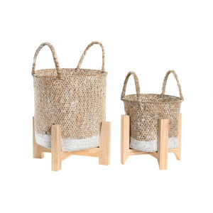 Zestaw garnków DKD Home Decor 22 x 22 x 20 cm 22 x 22 x 35 cm Naturalny