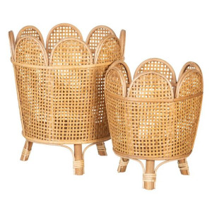 Zestaw doniczek 34 x 34 x 43,5 cm Naturalny Rattan (2 Sztuk)