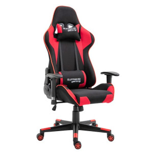 Fotel Gamingowy PlayMaker Black/Red Tkanina, regulacja podłokietników i opa