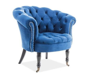 Fotel wypoczynkowy PHILIPS velvet granatowy salon