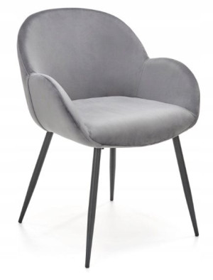 Krzesło tapicerowane welurowe K480 velvet szary
