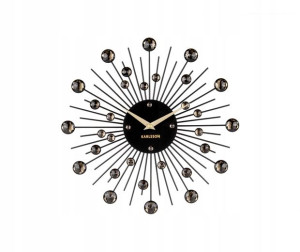 Zegar ścienny SUNBURST CRYSTAL czarny 30 cm