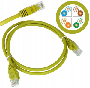 Skrętka U/UTP kat.6 3m RJ-45 żółty KKU6ZOL3 5sztuk