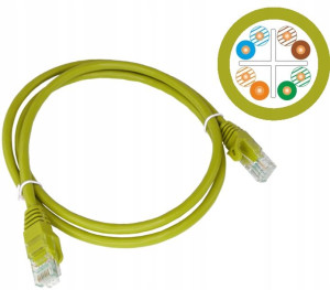 Patch-cord U/UTP kat.6 PVC 3m żółty ALANTEC 5szt