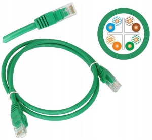 Przewód sieciowy RJ45 U/UTP kat.6 zielony 3m 10szt