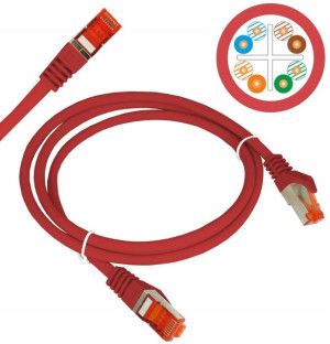 Przewód sieciowy RJ45 F/UTP kat.6 czerwony 1m 1szt