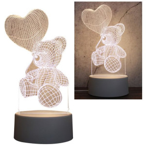 Lampka LED 3D Miś z serduszkiem na prezent