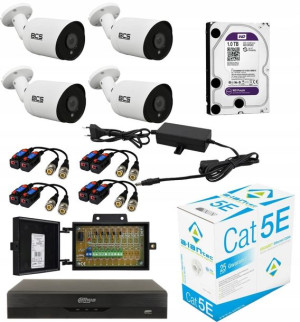 Zestaw 4 kamer 8Mpx dysk 1TB rejestrator + skrętka