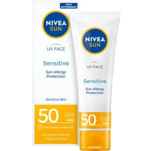Nivea Sun Sensitive, ochronny krem do twarzy dla skóry wrażliwej, SPF 50