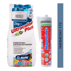 MAPEI fuga ULTRACOLOR PLUS 2kg + silikon MAPESIL AC 172 niebieski