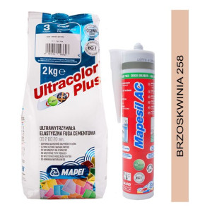 MAPEI fuga ULTRACOLOR PLUS 2kg + silikon MAPESIL AC 258 brzoskwinia