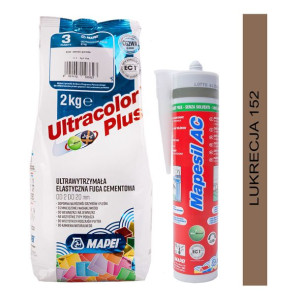 MAPEI fuga ULTRACOLOR PLUS 2kg + silikon MAPESIL AC 152 lukrecja
