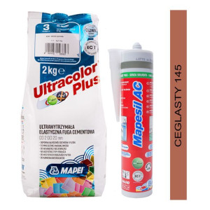MAPEI fuga ULTRACOLOR PLUS 2kg + silikon MAPESIL AC 145 ceglasty