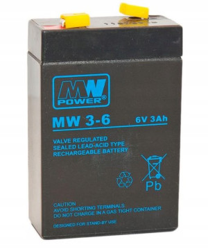 Akumulator AGM MW POWER seria MW 3-6 / 6V 3Ah T1