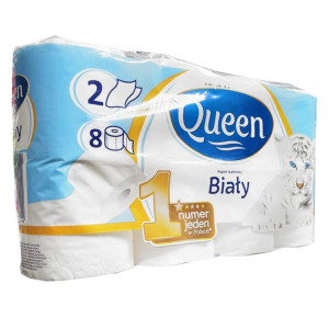 Papier Toaletowy Queen Biały 2 Warstwowy 8 Rolek