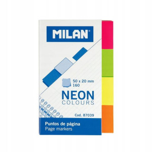 Milan Indeksy NEON kolorowe 50 x 20 mm 160 szt.