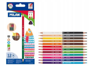 Milan Kredki trójkątne BICOLOR 24 kolory op. 12szt