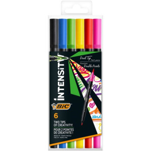 BIC Flamastry 6kol Intensity Dual Tip Etui