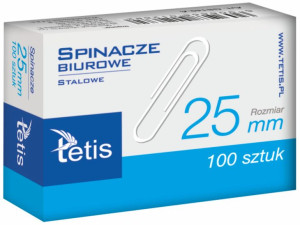 Spinacze biurowe okrągłe 25mm Tetis
