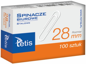 Spinacze biurowe okrągłe 28mm Tetis