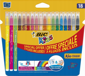 Flamastry Kids Kid Couleur Fluo 18kol. 5+3szt Bic