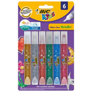 Klej z brokatem 6szt Bic