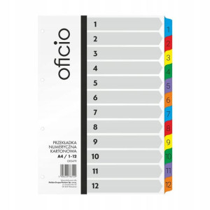 OFICIO Przekładki A4 1-12 laminowane OFICIO
