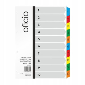 OFICIO Przekładki A4 1-10 laminowane OFICIO