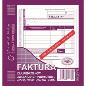 Faktura 2/3 A5 Dla Podatników Zwolnionych Z Pod