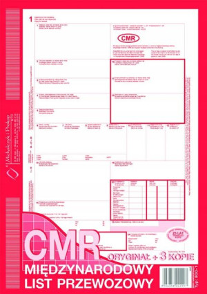 Cmr Oryginał 3 Kopie A4 800-1