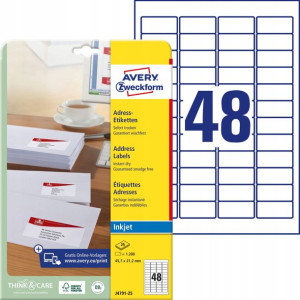 Etykiety Adresowe Białe Avery 5,7x21,2Mm J4791-25