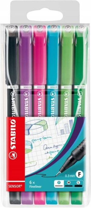 STABILO sensor cienkopis F etui z zawieszką 6 szt.