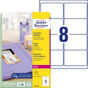 Etykiety Błyszczące Avery 40 Ark. 99,1X67,7 Białe