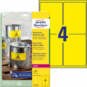 Etykiety Heavy Duty Avery 99,1x139 L6127-20 Żółte