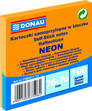 Bloczek Samoprzyl. Donau 76x76 100k Neon Pomarańc
