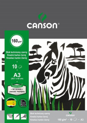 Blok techniczny Canson czarny A3 160g 10A