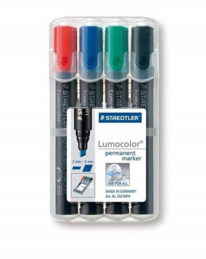 Marker wodoodporny ścięty 4 kolory box Staedtler