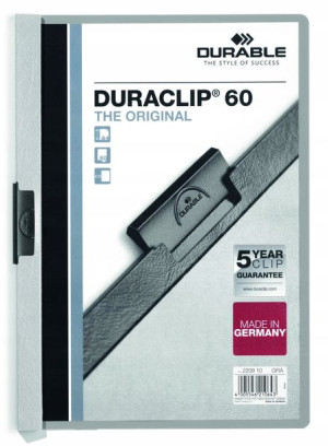 Durable Skoroszyt zaciskowy Duraclip 60 szary
