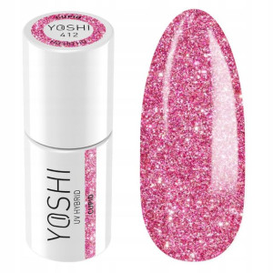 Yoshi Pro lakier hybrydowy 412 Różowy Brokat 6ml