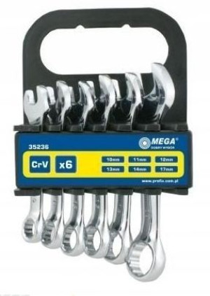 MEGA Klucze płaskie krótkie 6el.10-17mm CV PROLINE