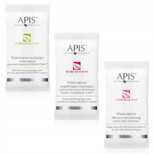 APIS Zestaw maseczek ALGOWYCH 3x20g napięcie skóry