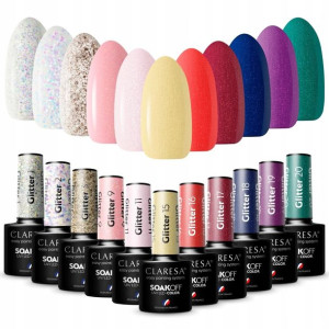 Claresa lakiery hybrydowe kolekcja Glitter 11x