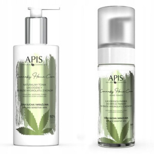 APIS Cannabis zestaw tonik pianka twarzy z konopii