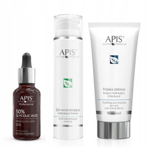 APIS KWAS GLIKOLOWY 50% neutralizator maska zestaw